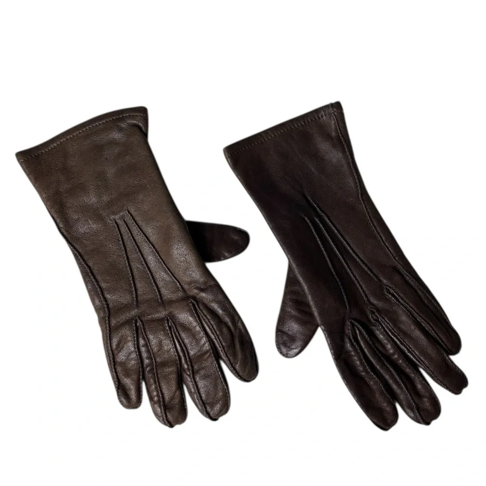 Thinsulate Brown Leather Gloves Driving Lined Small Retro 1990’s